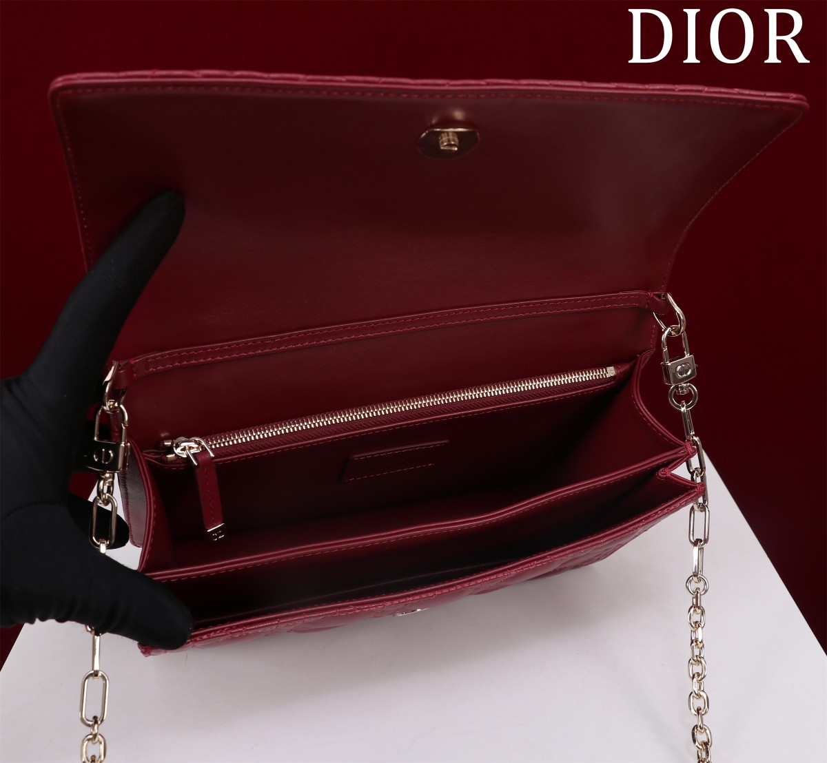 My Dior Top Handle Bag Burgundy Cannage Lambskin